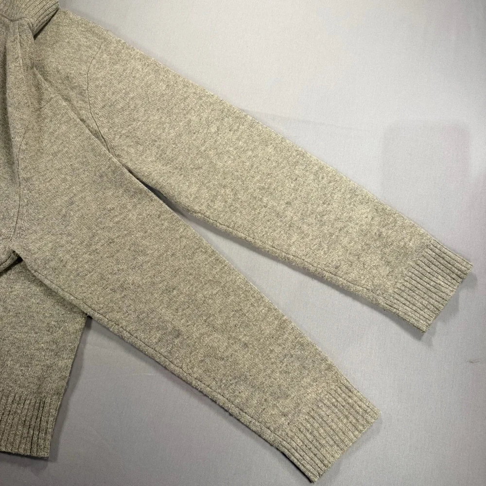 J Crew Premium Lambswool Quarter Zip Knit Pullover Sweater - Mens XL - Tan